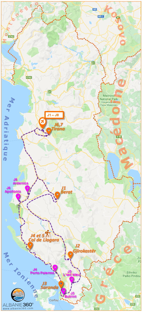 Carte Trésors de l'Albanie